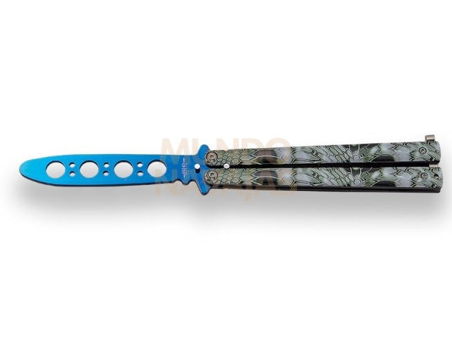 Abanico de entrenamiento JKR700 sin filo mango decorado piel serpiente