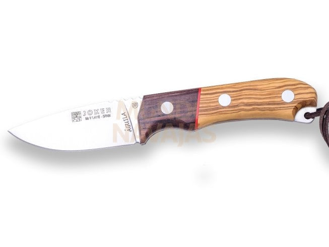 Cuchillo bushcraft Joker Aguila, con puño en madera de olivo, virola palo santo y hoja...