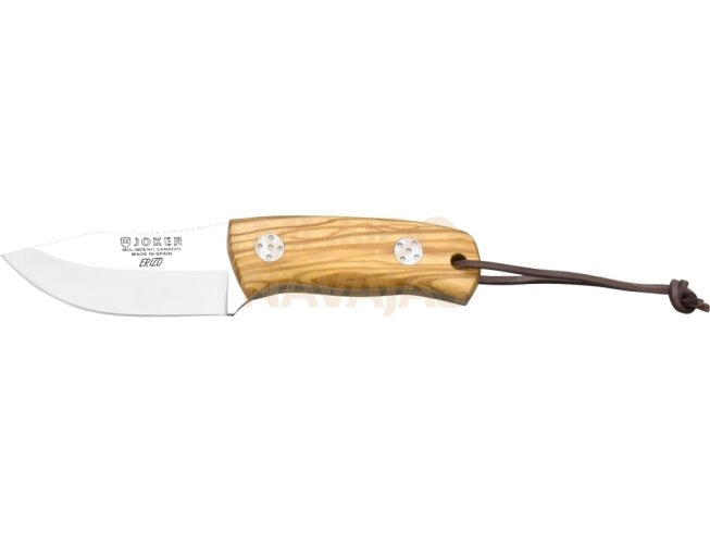 Cuchillo bushcraft Joker Erizo con cachas en madera de olivo y hoja inox de 7,5 cm.