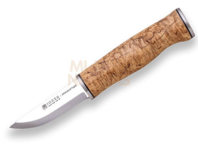 Cuchillo bushcraft Joker Grandfather mango de abedul rizado