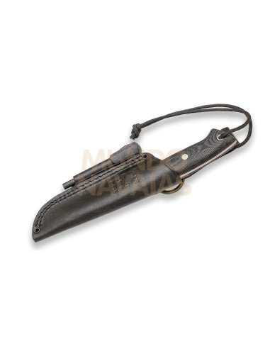 Cuchillo bushcraft Joker Ranger con ferrocerio puño micarta canvas hoja plana 11 cm