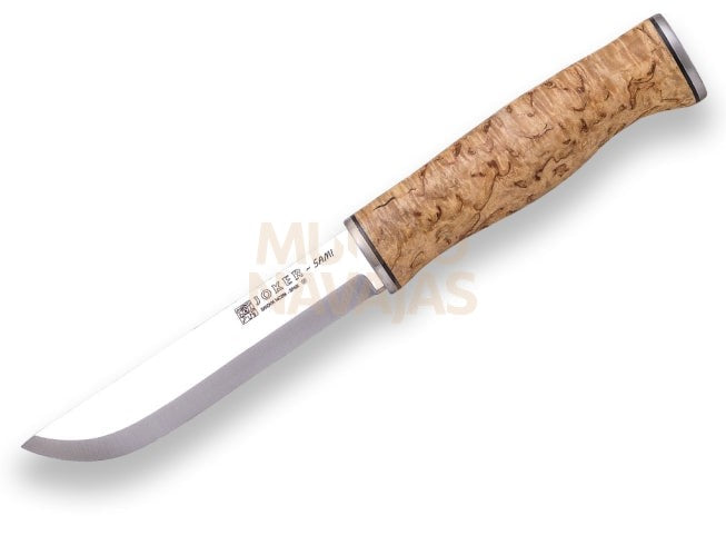 Cuchillo bushcraft Joker Sami mango de abedul rizado