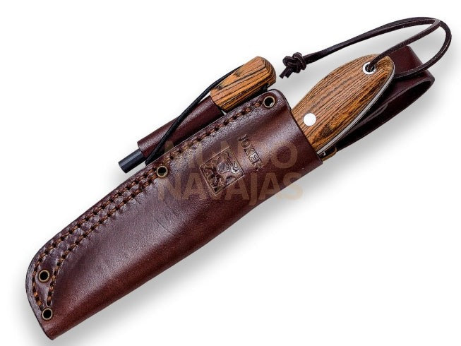 Cuchillo bushcraft y caza Joker BS9 Canadiense con ferrocerio mango bocote