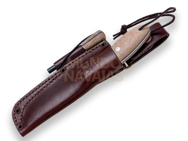 Cuchillo bushcraft y caza Joker BS9 Canadiense con ferrocerio mango canvas micarta