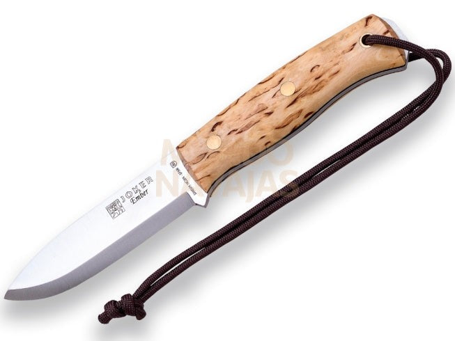 Cuchillo bushcraft y supervivencia Joker Ember mango abedul rizado