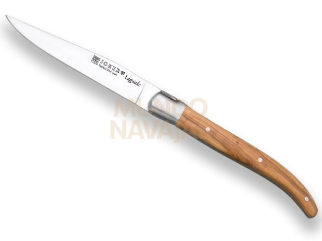 Cuchillo de mesa laguiole Joker Con mango de olivo y hoja de 10 cm.