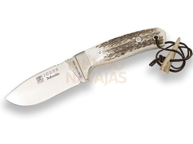 Cuchillo de monte enterizo cachas en asta de ciervo y de hoja 10 cm