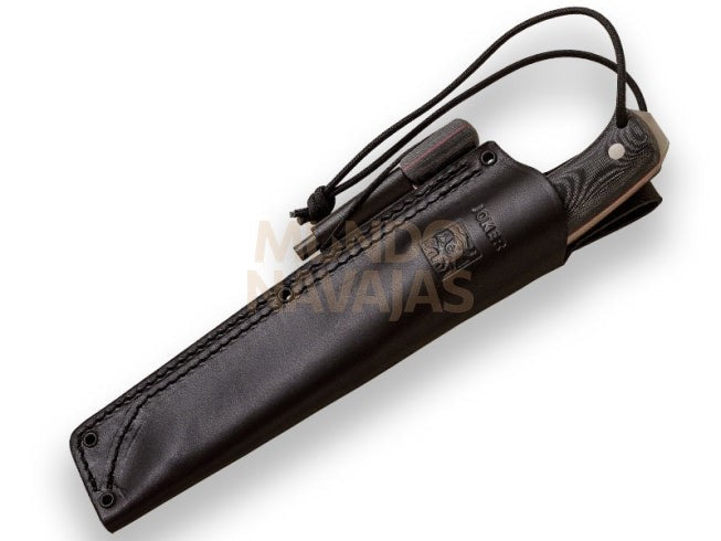 Cuchillo de supervivencia Joker Nomad 6.5" mango micarta negra con pedernal