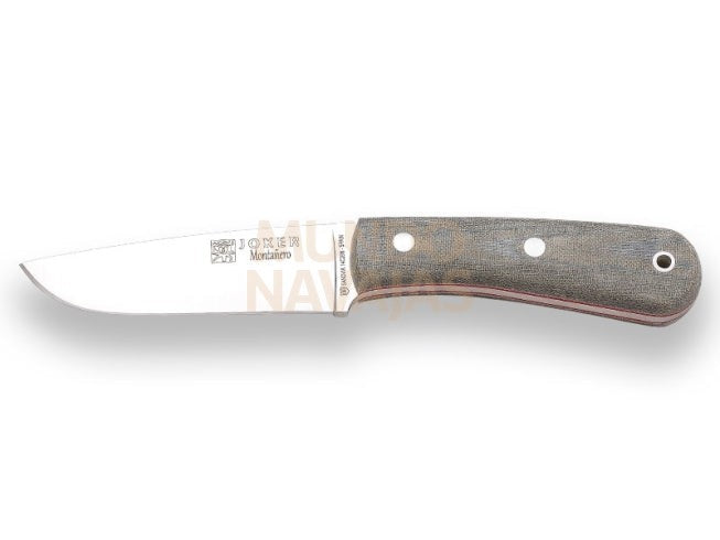 Cuchillo de supervivencia y bushcraft Joker Montañero, mango micarta canvas