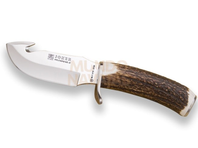 Cuchillo desollador Joker Desmogue d, puño de ciervo, hoja acero inox 11 cm.funda de...