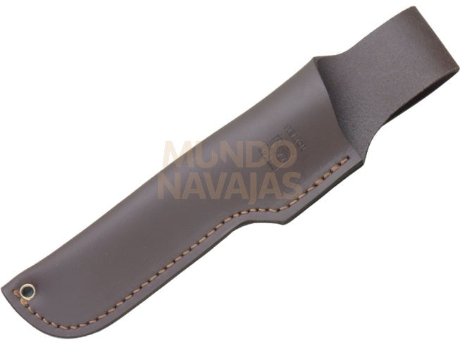 Cuchillo desollador Joker Hurón, puño de ciervo, hoja acero inox de 11 cm.funda de cuero.