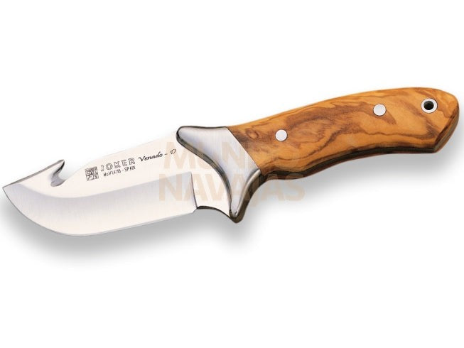 Cuchillo desollador Joker Venado d, virola inox, cachas de olivo, hoja de 10 cm acero...