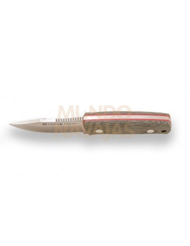 Cuchillo Joker Erizo TS1 puño micarta canvas verde h/ 7,5 cm funda piel con pedernal