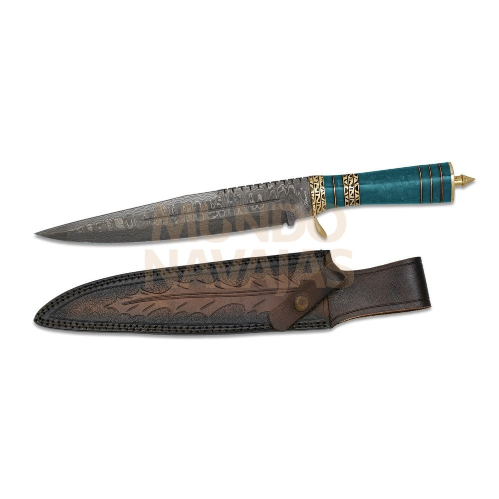 Cuchillo Deportivo Damasco Funda Piel