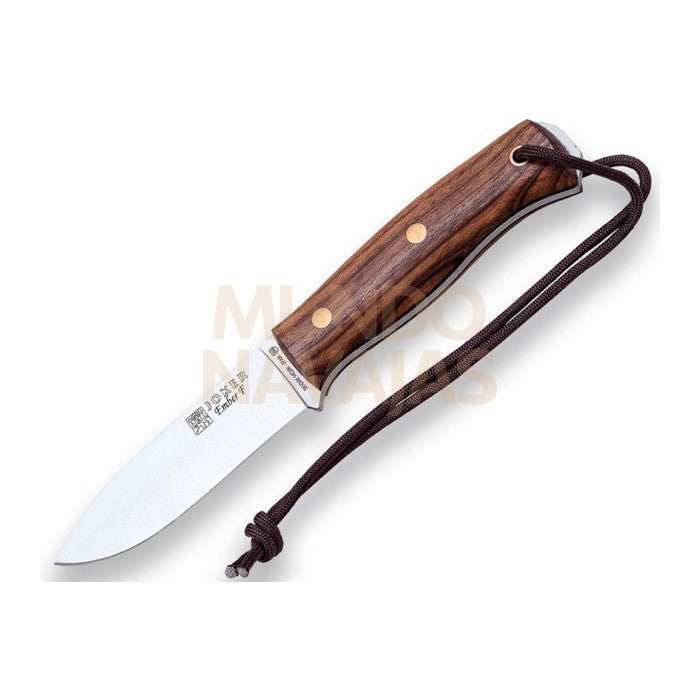 Cuchillo bushcraft y supervivencia Joker Ember flat mango de nogal