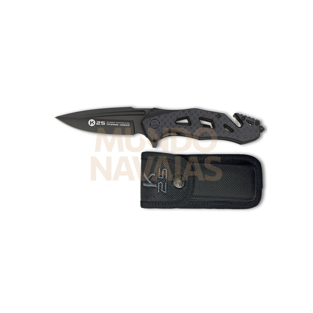 Navaja Táctica K25 G10 Efecto Fibra Car