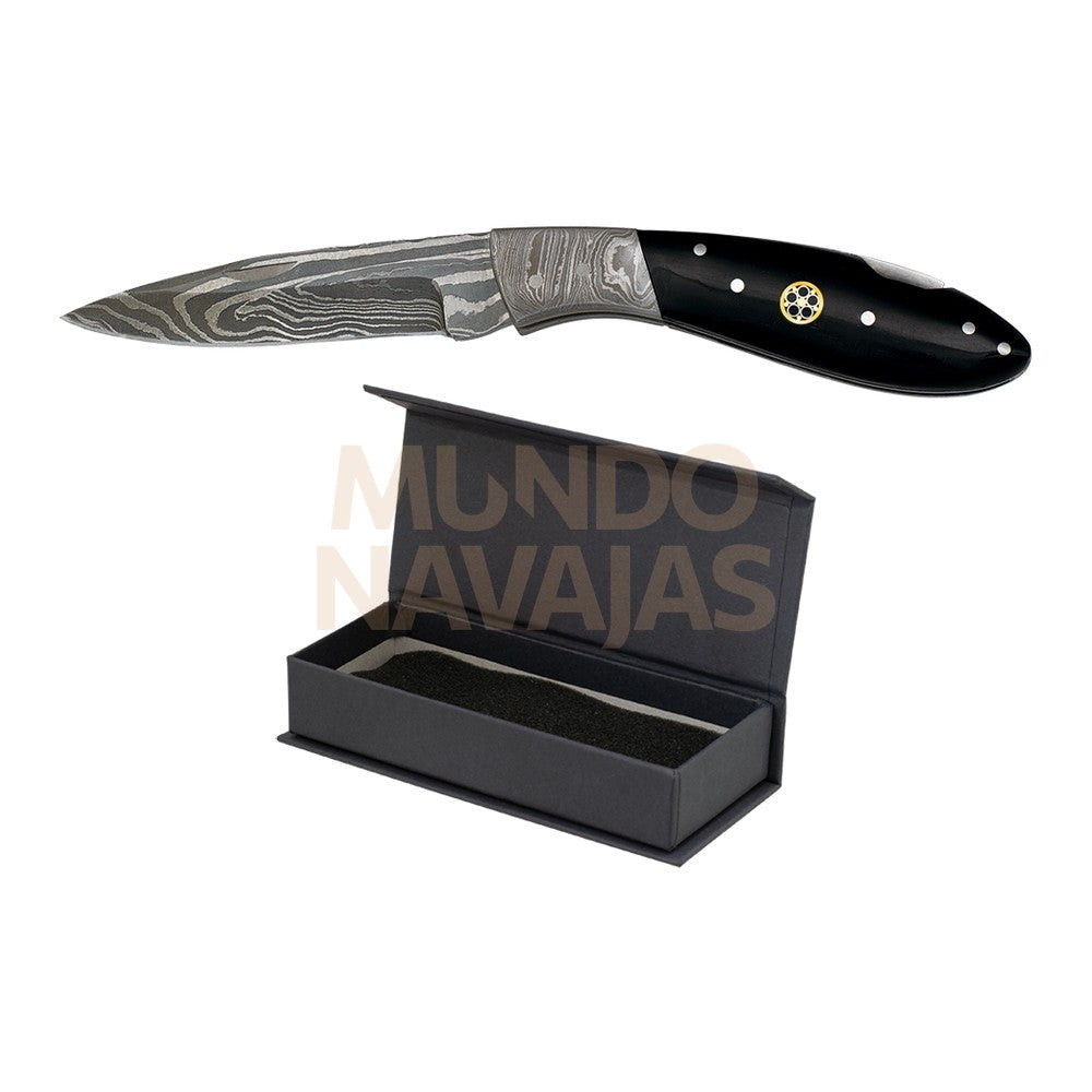 Navaja damasco negra hoja: 8cm