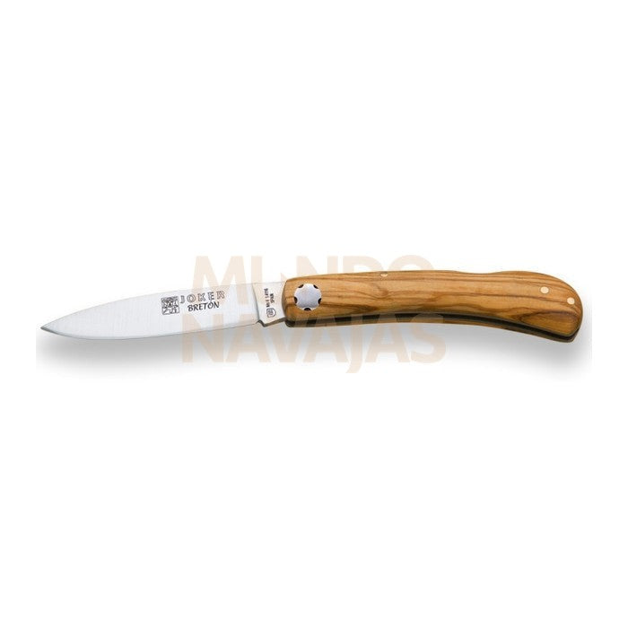 Navaja artesana con cachas en madera de olivo y hoja de 8 cm