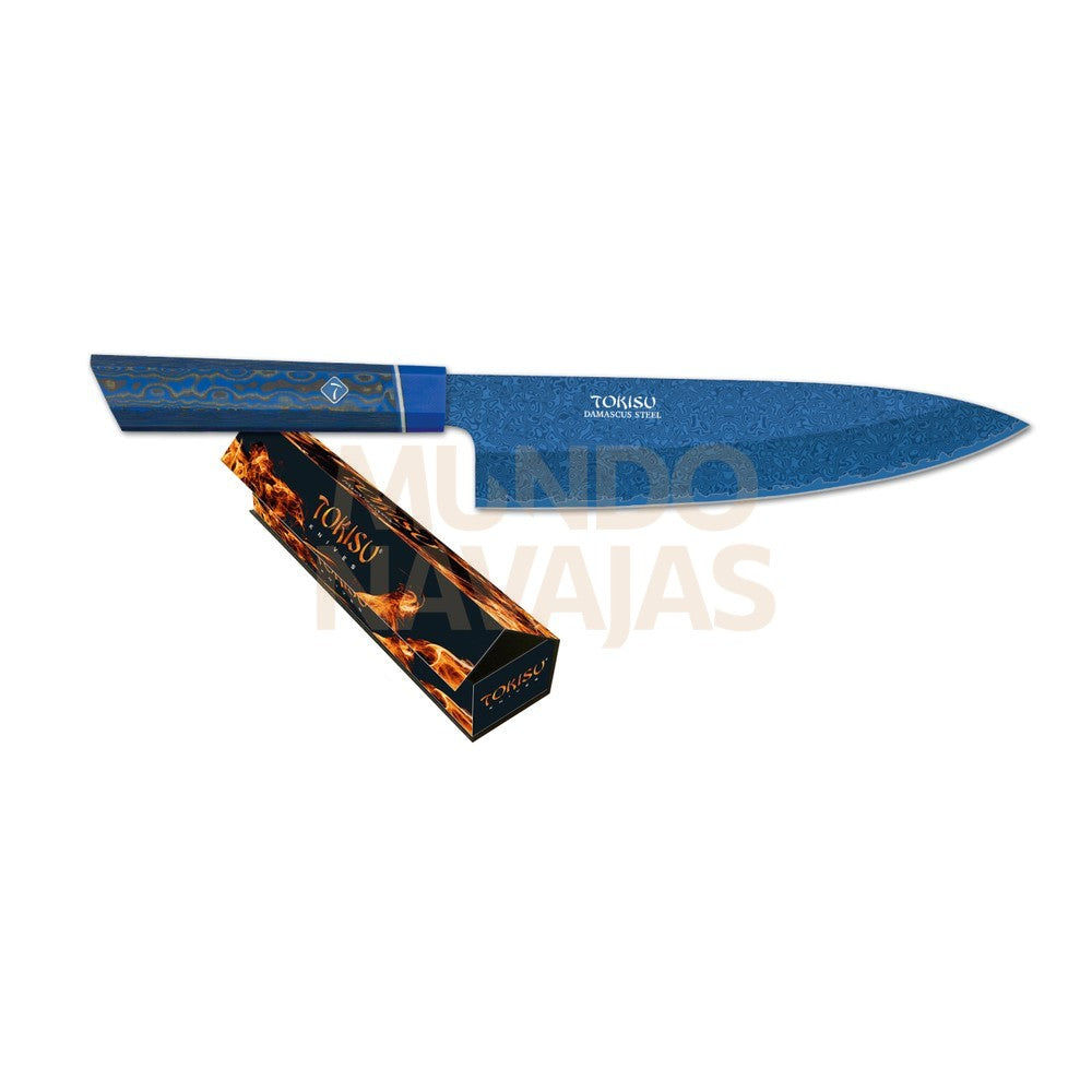 C Gyuto Tokisu Hoja Damasco Azul, 21.3