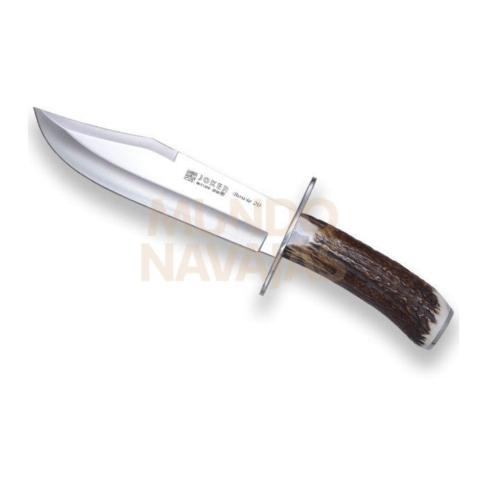Cuchillo bowie de caza Joker Con puño de ciervo y hoja de 20 cm.