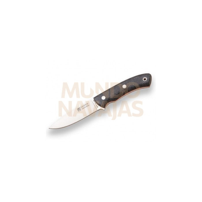 Cuchillo bushcraft Joker Pantera mango jute micarta negro