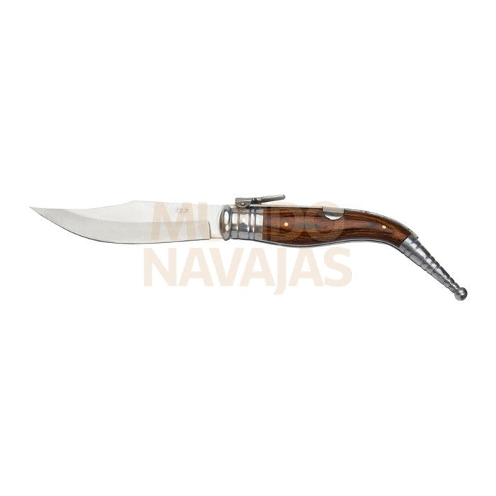 Navaja de carraca con cachas de madera roja y hoja de 11,5 cm