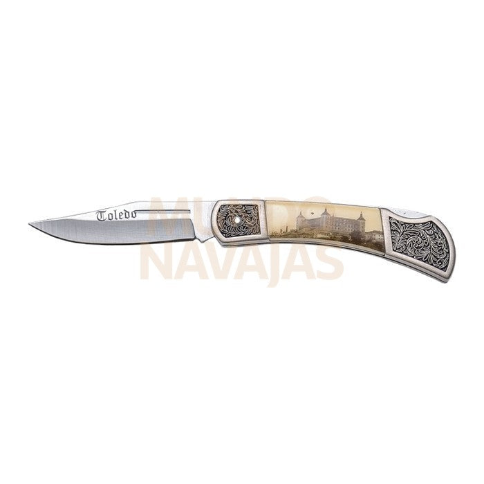 Navaja con mango motivo alcazar de toledo y hoja 7 cm