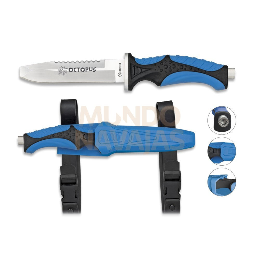 Cuchillo Submarinismo Azul Octopus