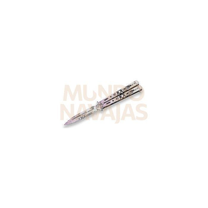 Navaja abanico de entrenamiento decorada puño zamak h/ 10,5 cm