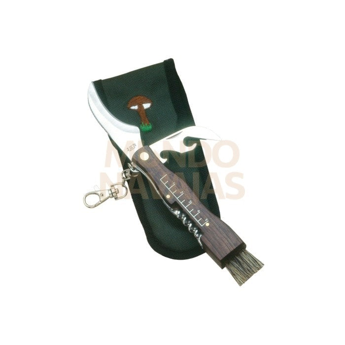 Navaja para setas con sacacorcho hoja de 7 cm y funda de nylon