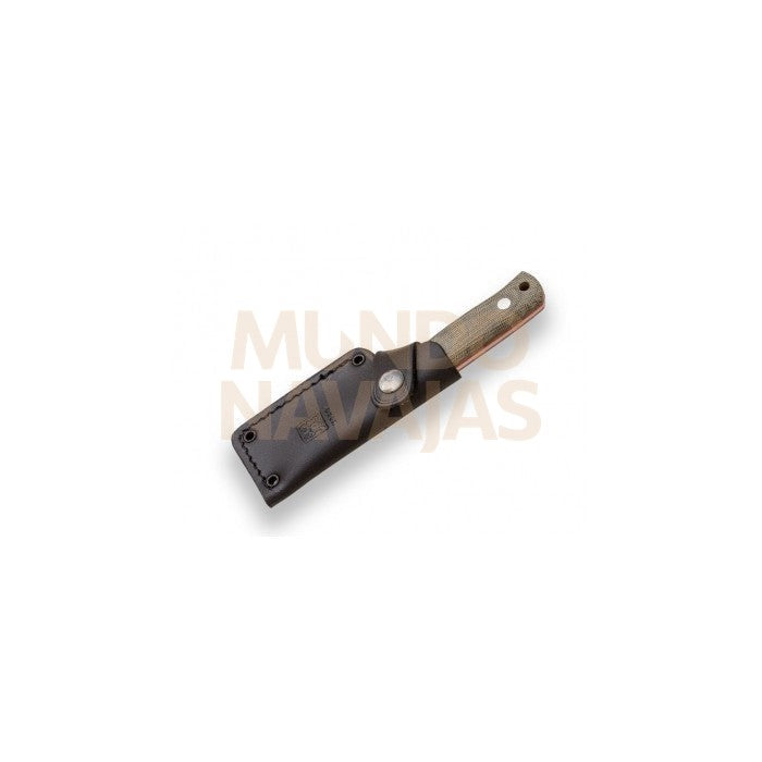 Cuchillo Joker Erizo TS1 puño micarta canvas verde h/ 7,5 cm funda piel