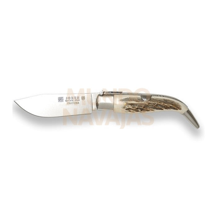 Navaja pastora con puño en asta de ciervo y hoja 8 cm. incluye estuche