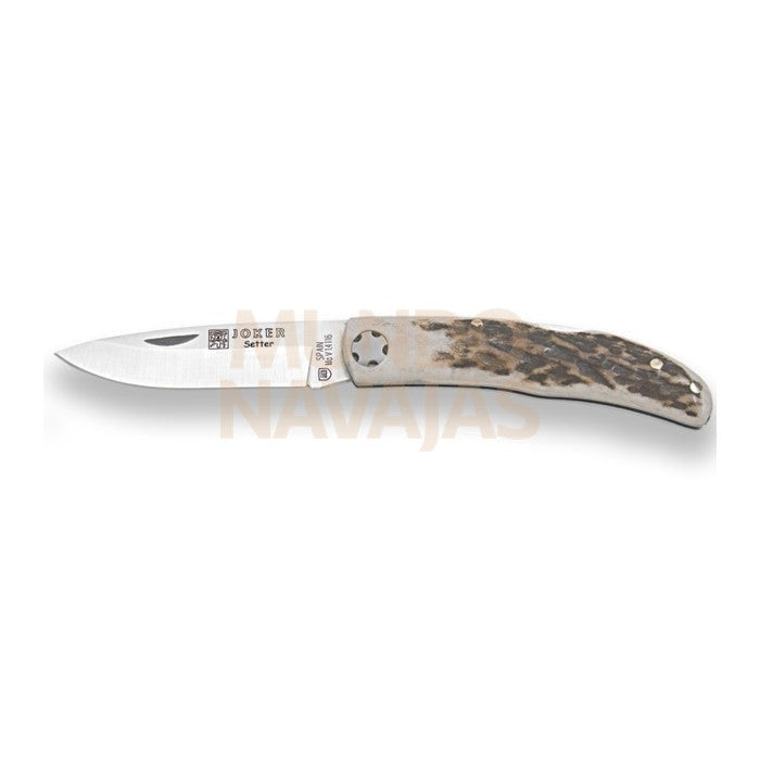 Navaja de bolsillo con cachas en asta de ciervo y hoja de 6.5 cm