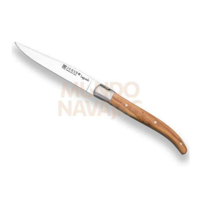 Cuchillo de mesa laguiole Joker Con mango de olivo y hoja de 10 cm.