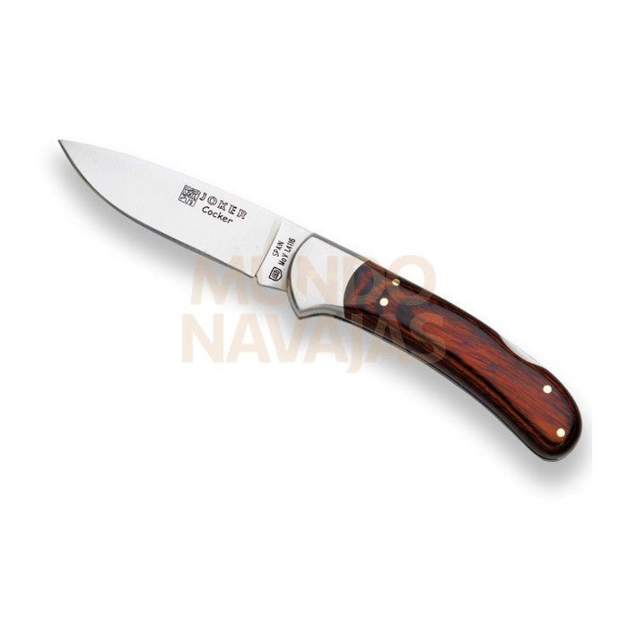 Navaja de caza Joker Cocker cachas madera roja hoja de 9 cm