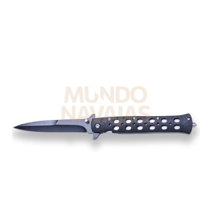 Navaja estilete JKR, hoja inox de 10 cm, puño aluminio. incluye funda de nylon.