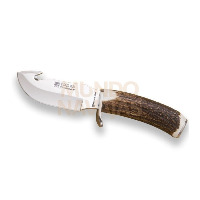 Cuchillo desollador Joker Desmogue d, puño de ciervo, hoja acero inox 11 cm.funda de...