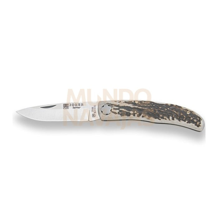 Navaja deportiva Joker Setter con cachas en asta de ciervo y hoja de 8 cm