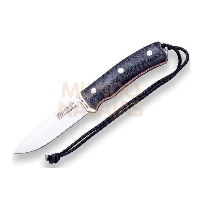 Cuchillo bushcraft y supervivencia Joker Bushcrafter en micarta negra.