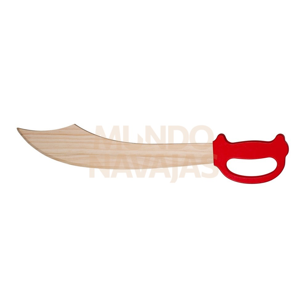 Espada Madera Con Defensa, Mango Rojo