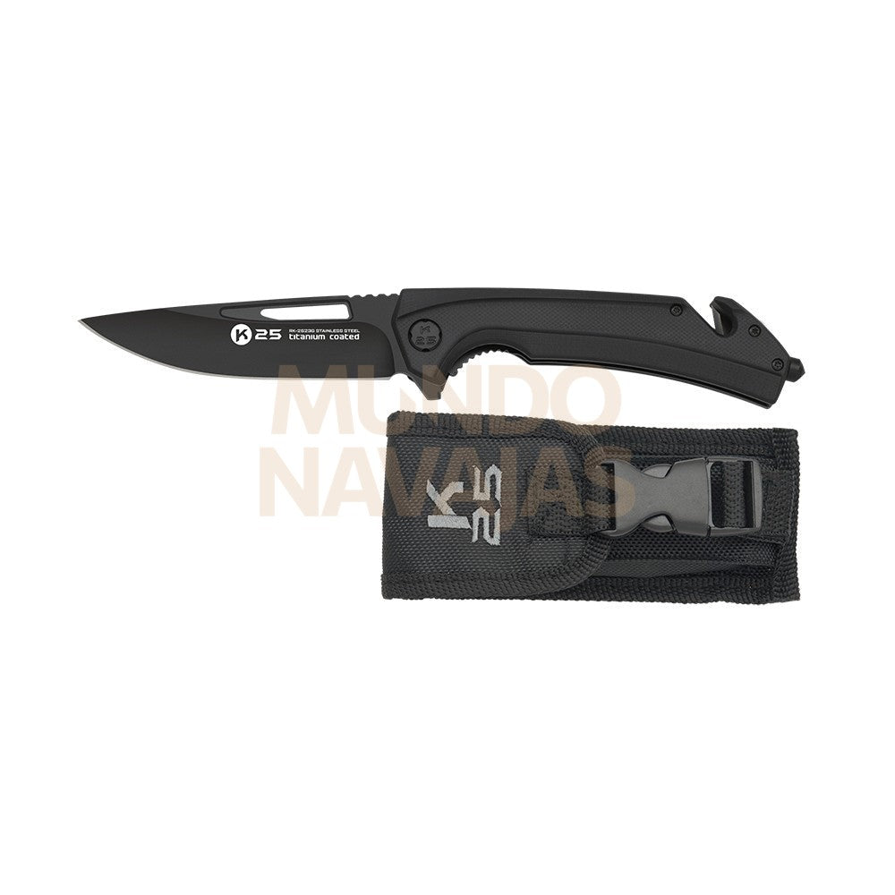 Navaja Táctica K25 G10 Negro H 9 cm