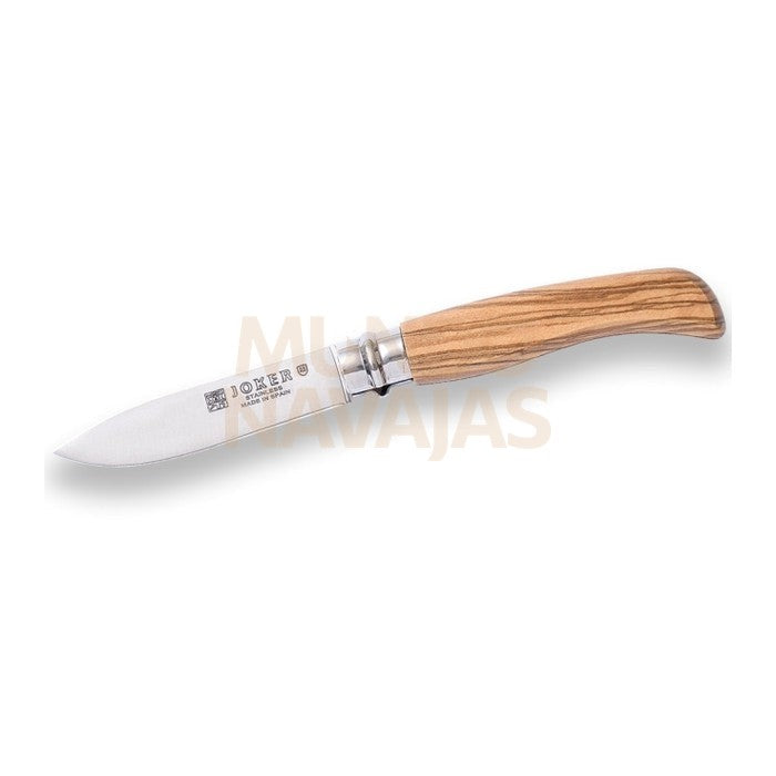 Navaja con puño de olivo virola giratoria de seguridad y hoja de 8 cm.