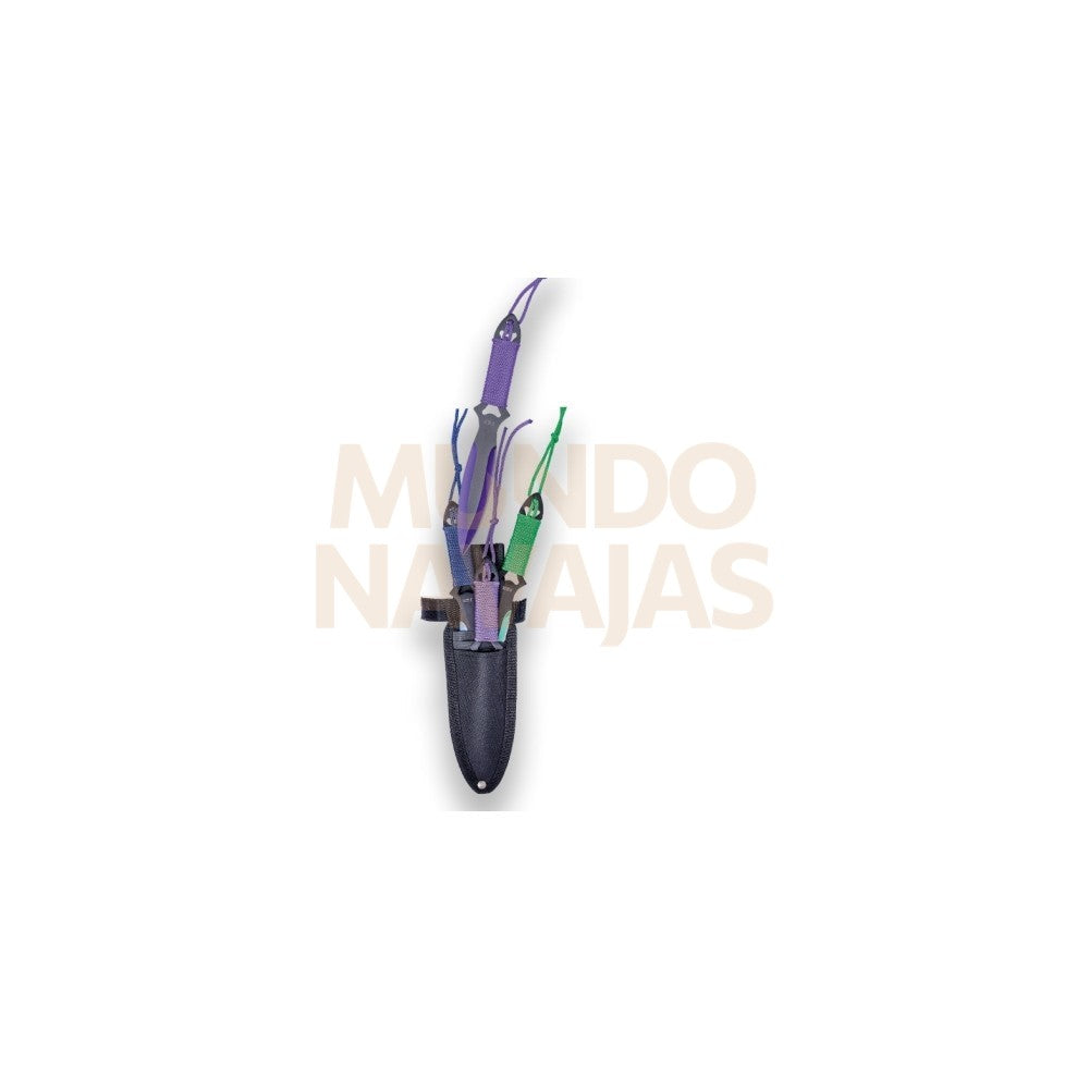 Juego 3 piezas cuchillo lanzador JKR de 1 solo filo, acero inox, largo total 19 cm....