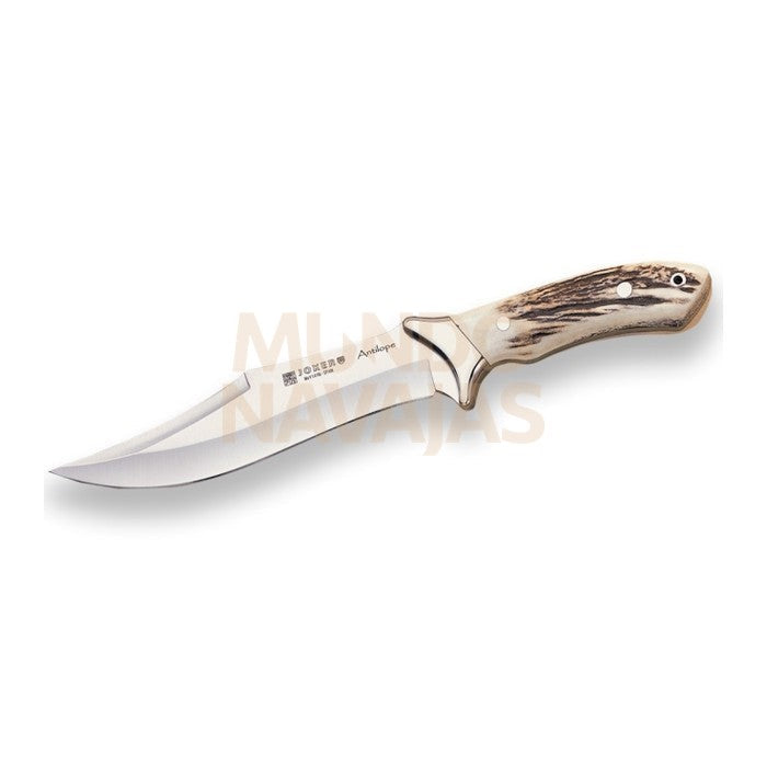 Cuchillo de caza Joker Antílope, cachas asta de ciervo y hoja 19,5 cm.funda de cuero