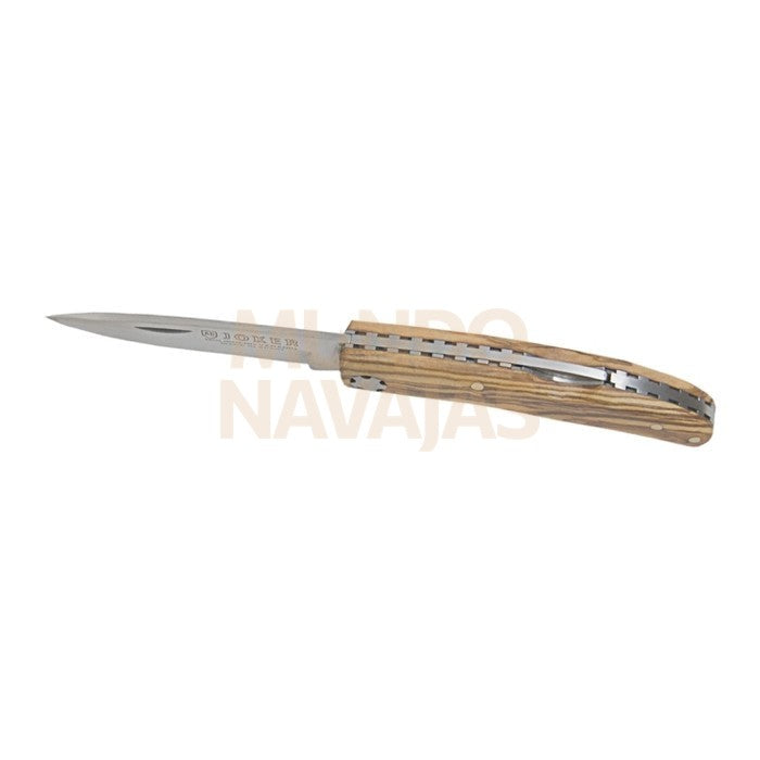 Navaja de bolsillo con cachas en madera de olivo bloqueo y hoja de 6.5 cm