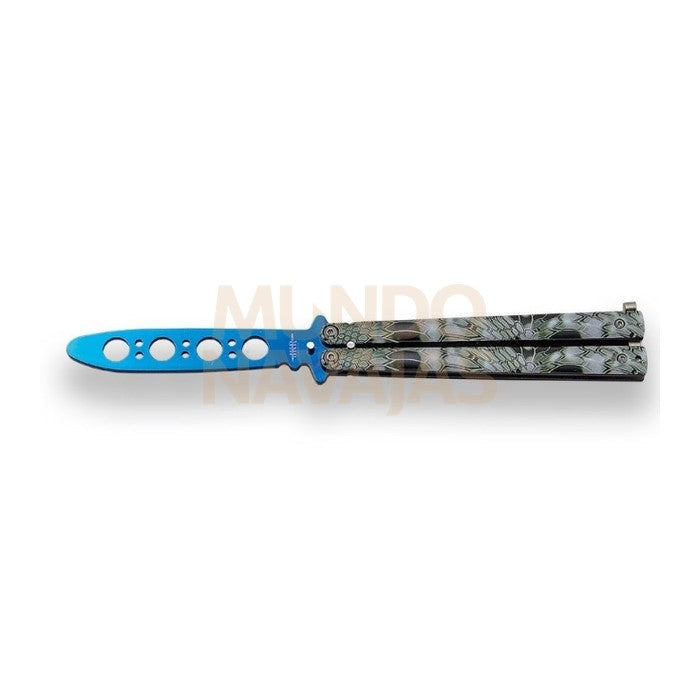 Abanico de entrenamiento JKR700 sin filo mango decorado piel serpiente