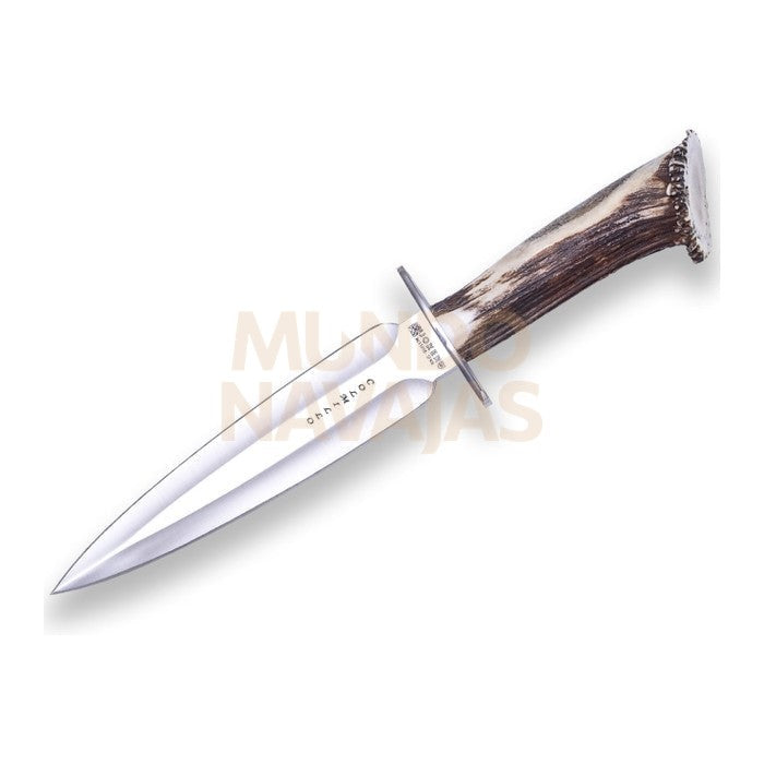 Cuchillo de remate Joker Colmillo, con puño de ciervo y hoja de doble filo de 21,5 cm....