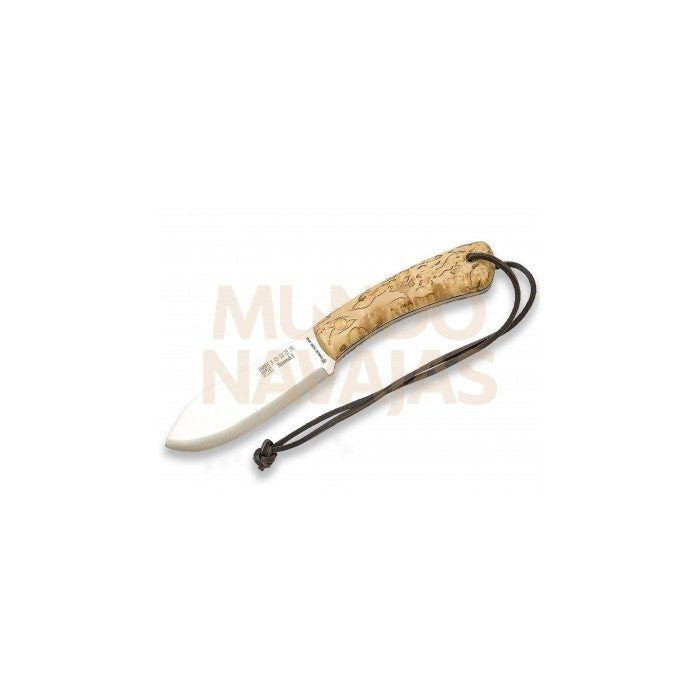 Cuchillo bushcraft Joker Nessmuk s, con ferrocerio, mango abedul rizado