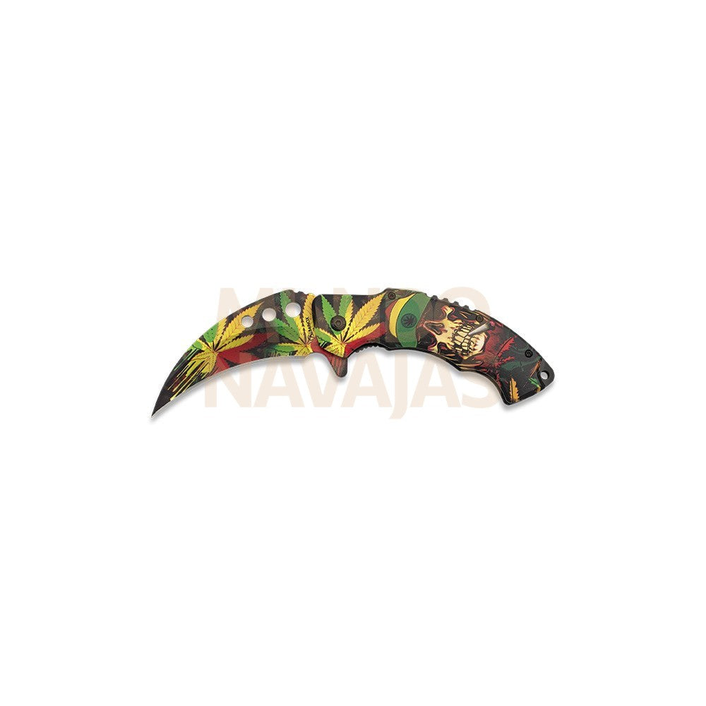 Navaja Albainox 3d Relieve Marijuana