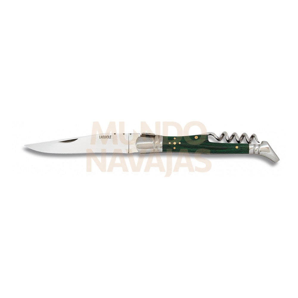 Navaja Laguiole Mikarta Verde Sacacorchos. 9 cm